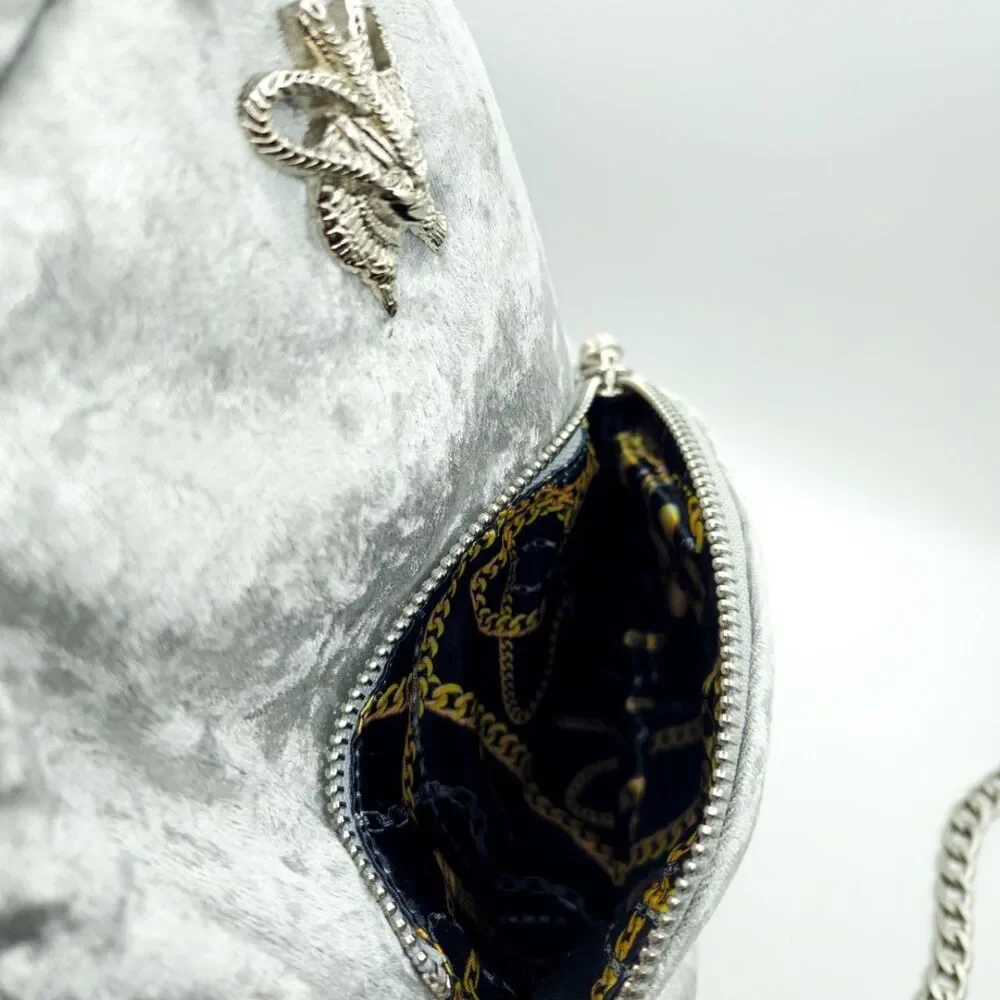 Laurel DeWitt Silver Crushed Velvet Mini Backpack - Goth/Y2K
